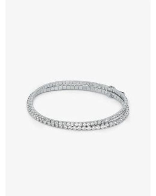 Michael Kors White Mk Precious Metal-Plated Brass Double Wrap Tennis Bracelet