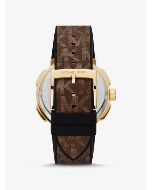 Michael Kors Oversized Pavé Gold-tone And Logo Sport Watch in Brown | Lyst