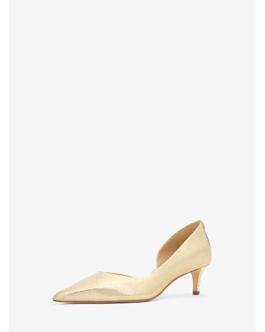 MICHAEL Michael Kors Natural Mk Elyse Crackled Metallic Leather Kitten Pump