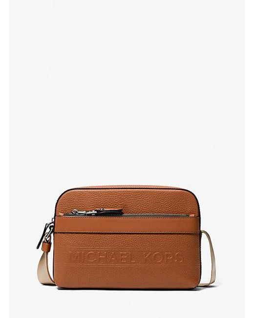 Michael Kors Brown Hudson Pebbled Leather Utility Crossbody Bag for men