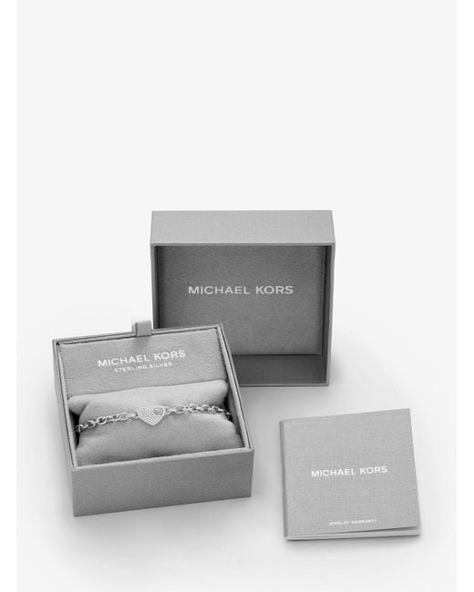 Bracelet cœur en argent sterling plaqué en métal précieux avec pierres pavées Michael Kors en coloris Gray