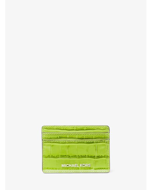 Petit porte-cartes Jet Set en cuir effet crocodile en relief Michael Kors en coloris Green