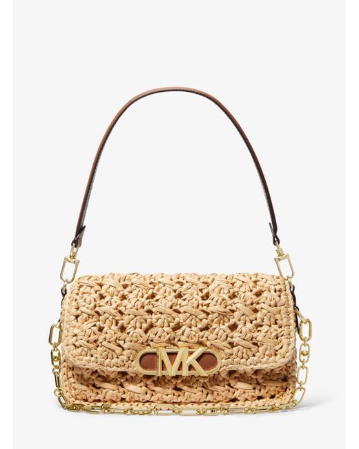 Michael Kors Parker Medium Woven Straw Shoulder Bag in Metallic Lyst