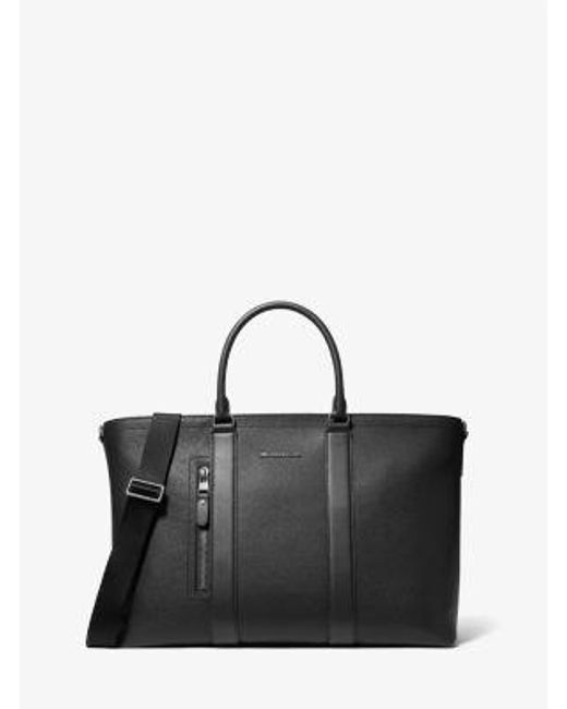 Michael Kors Black Mk Hudson Pebbled Leather Tote Bag for men