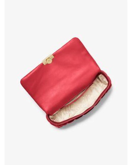 Michael Kors Red Mk Tribeca Large Quilted Leather Shoulder Bag