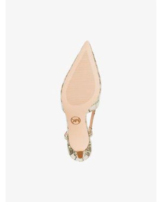 Michael Kors Natural Alora Metallic Crocodile Embossed Leather Slingback Pump