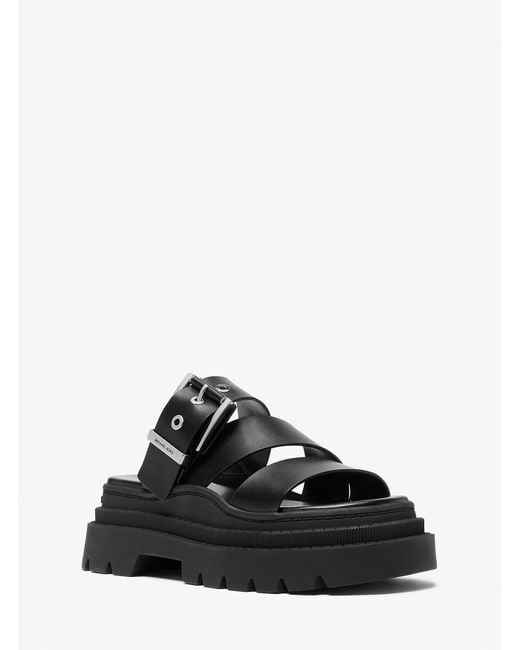 MICHAEL Michael Kors Black Mk Colby Leather Platform Sandal