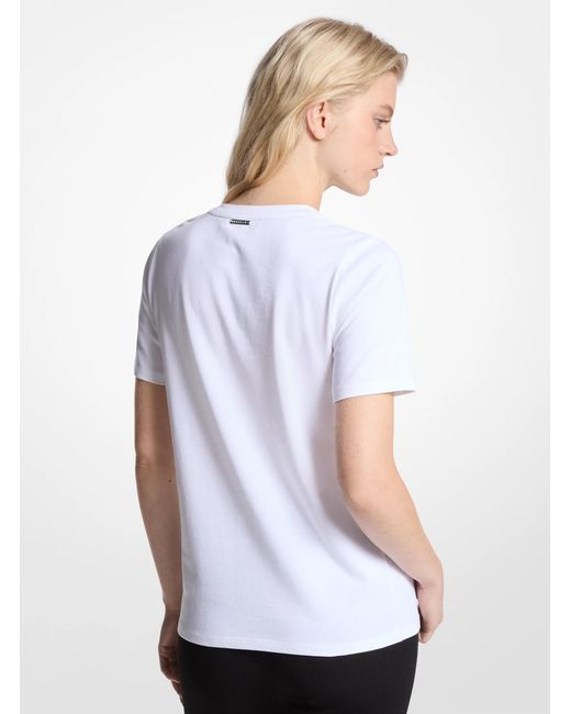 MICHAEL Michael Kors White Mk Logo Charm Cotton Jersey T-Shirt