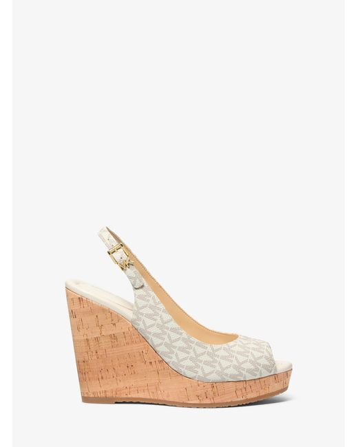 MICHAEL Michael Kors Natural Mk Rosie Signature Logo Wedge Sandal