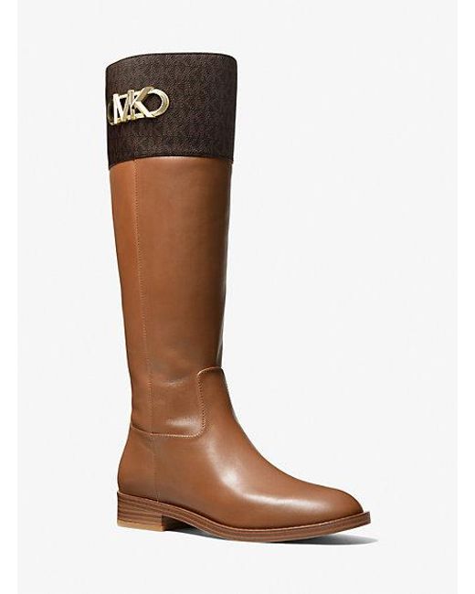 Michael Kors Brown Parker Logo And Leather Boot