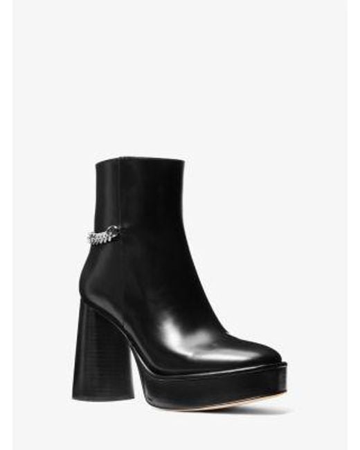 Michael Kors Black Carlisle Leather Platform Boot