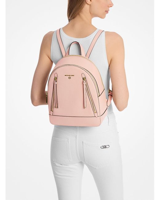 MICHAEL Michael Kors Pink Mk Brooklyn Medium Pebbled Leather Backpack