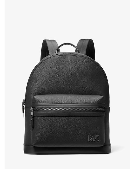 Michael Kors Black Mk Edison Leather Backpack for men