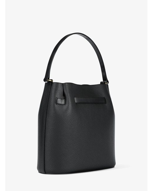 Michael Kors Outlet Black Mk Carson Medium Pebbled Leather Convertible Bucket Crossbody Bag