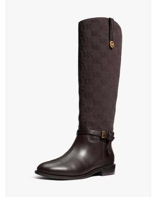 MICHAEL Michael Kors Brown Mk Beverly Quited Suede And Leather Riding Boot
