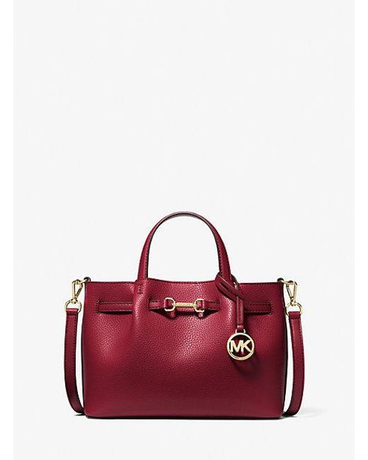 Michael Kors Red Carson Small Pebbled Leather Satchel