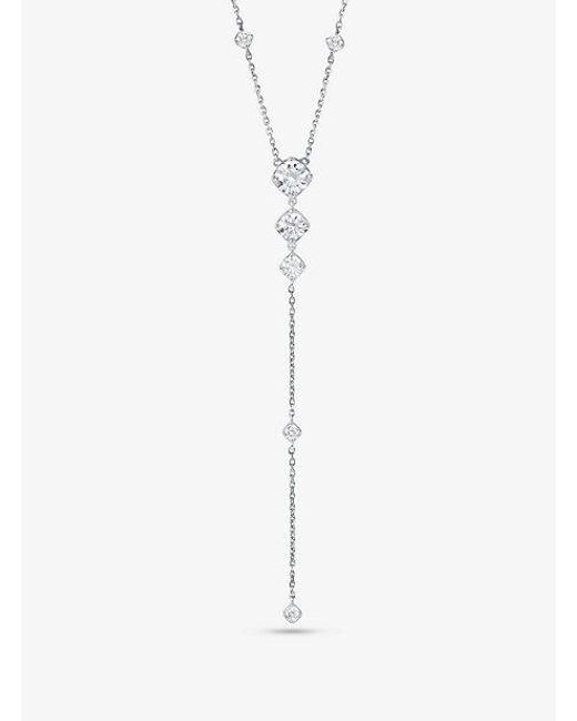 Michael Kors Metallic Precious Metal-plated Sterling Silver Cubic Zirconia Lariat Necklace