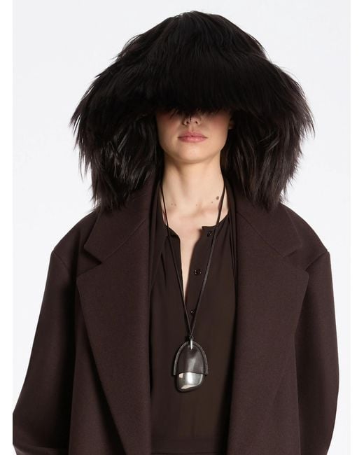 Michael Kors Black Long Haired Shearling Hat