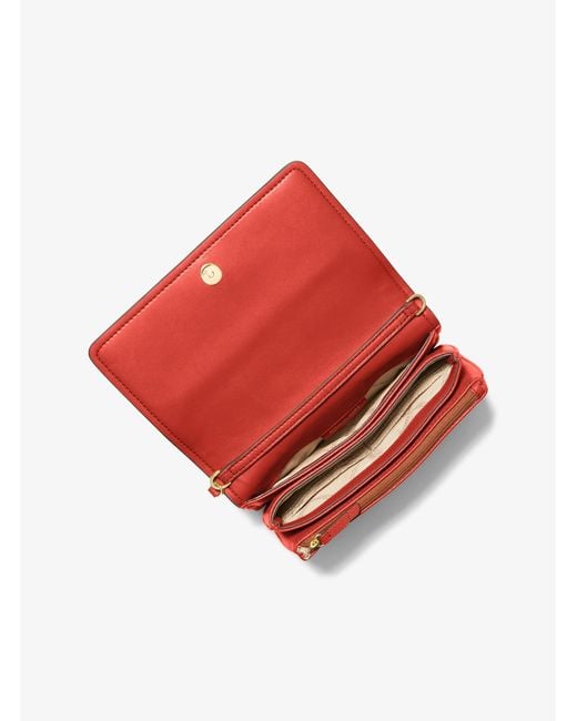 MICHAEL Michael Kors Red Mk Jet Set Large Pebbled Leather Crossbody Bag