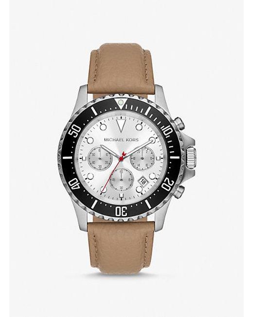 Michael Kors Multicolor Oversized Everest Silver-tone And Leather Watch for men