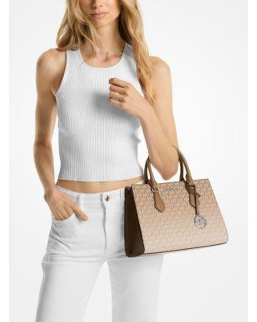 Michael Kors Natural Sheila Medium Ombré Signature Logo Satchel