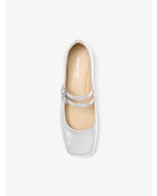 MICHAEL Michael Kors White Mk Matilda Crackled Metallic Leather Mary Jane