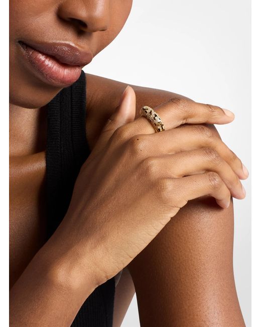 Michael Kors White Pavé Leopard Ring