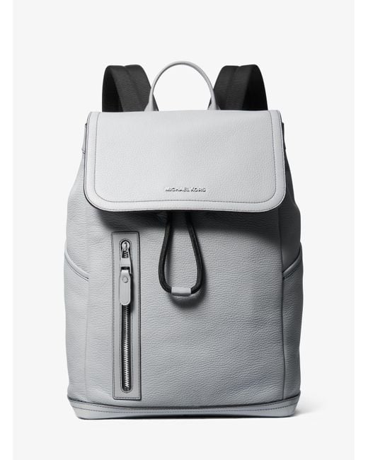 Michael Kors Gray Mk Hudson Pebbled Leather Utility Backpack for men