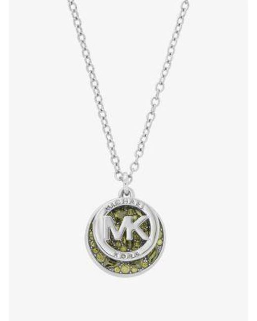 Michael Kors White Pavé Logo Necklace