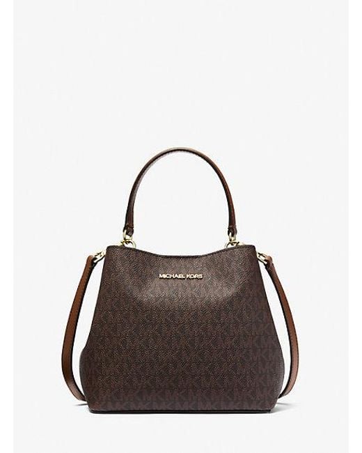 Mk Borsa A Spalla Pratt Piccola Con Stampa Logo di Michael Kors Outlet in Brown