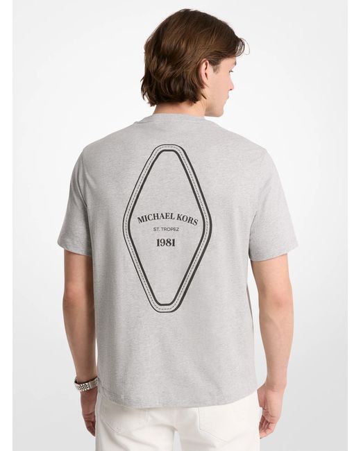 Michael Kors White Graphic Logo Cotton T-Shirt for men