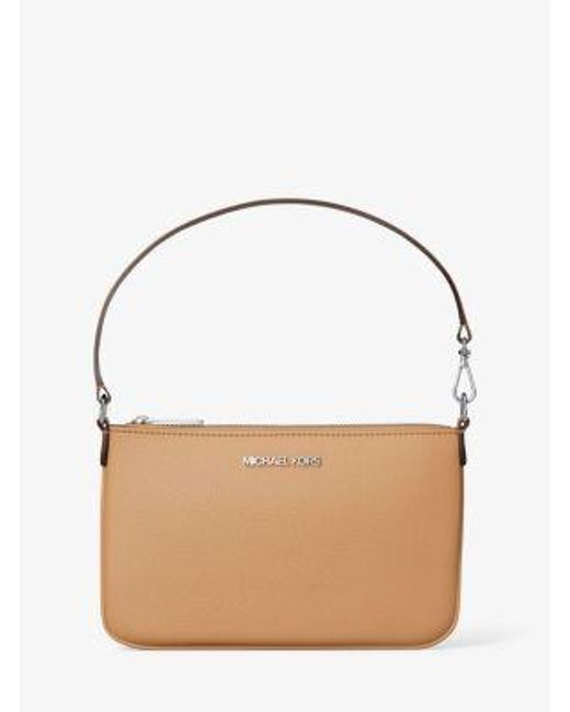 Michael Kors Natural Jet Set Small Pebbled Leather Convertible Wristlet
