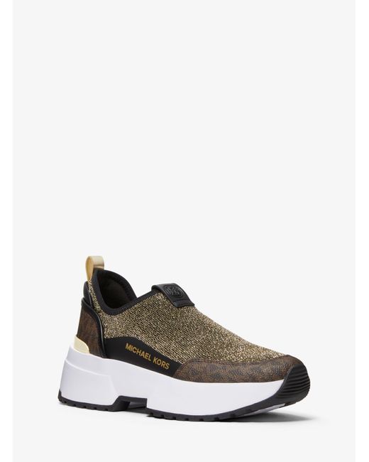 Michael Kors Muse Metallic Knit Slip-on Trainer