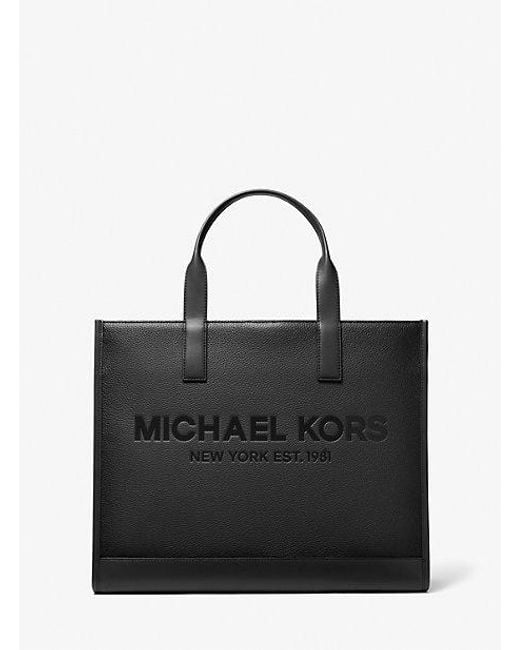 Michael Kors Black Cooper Logo Embossed Pebbled Leather Tote Bag for men