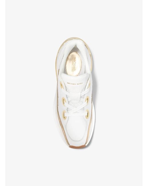 MICHAEL Michael Kors White Toni Mixed-Media Trainer