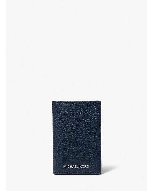 Michael Kors Blue Hudson Pebbled Leather Bi-fold Card Case for men
