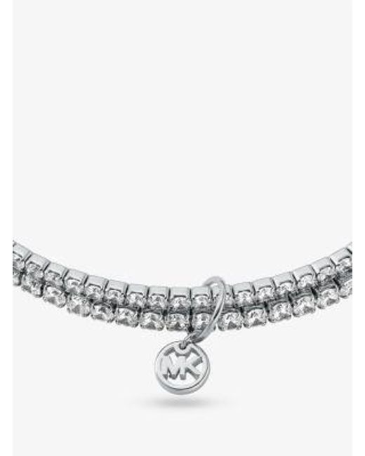 Michael Kors White Mk Precious Metal-Plated Brass Double Wrap Tennis Bracelet