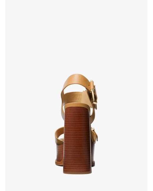 Michael Kors White Mk Colby Leather Platform Sandal