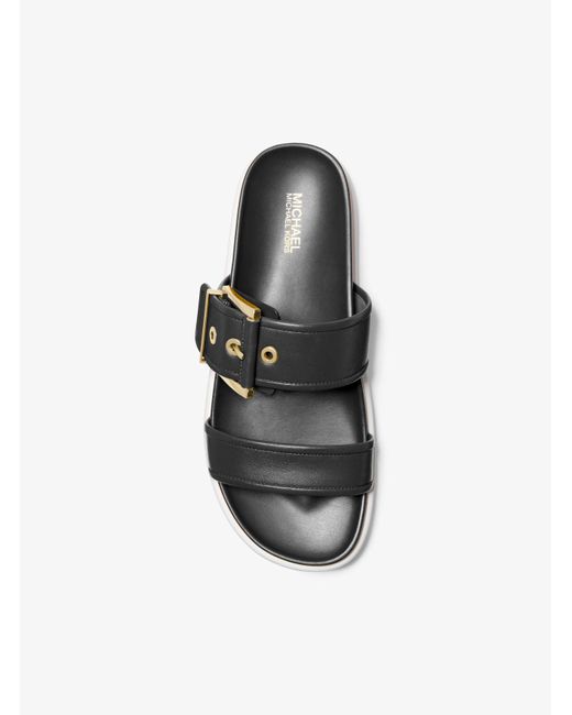 Michael Kors White Mk Colby Leather Slide Sandal