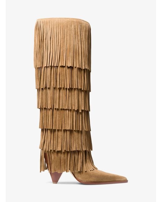 MICHAEL Michael Kors Natural Mk Jayla Fringed Suede Tall Boot