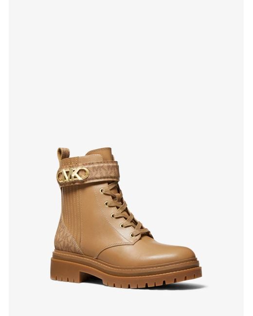Michael Kors Parker Leather Combat Boot in Natural | Lyst