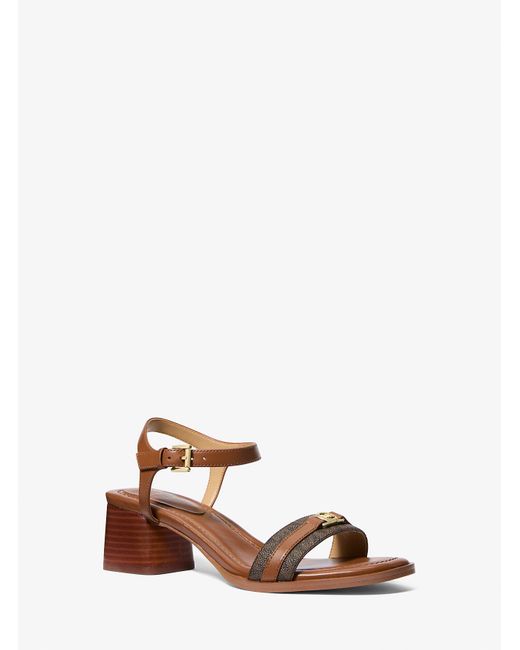 MICHAEL Michael Kors Brown Mk Mandy Signature Logo And Leather Sandal