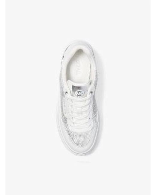 Michael Kors White Hayes Embellished Leather Sneaker