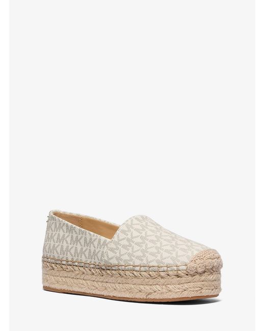Michael Kors Natural Mk Lynn Signature Logo Platform Espadrille