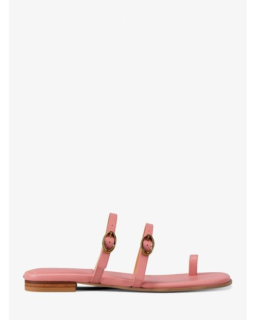 Michael Kors Pink Kya Leather Flat Sandal