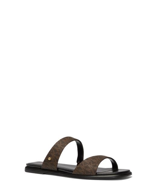 MICHAEL Michael Kors Black Mk Jaida Signature Logo Flat Sandal