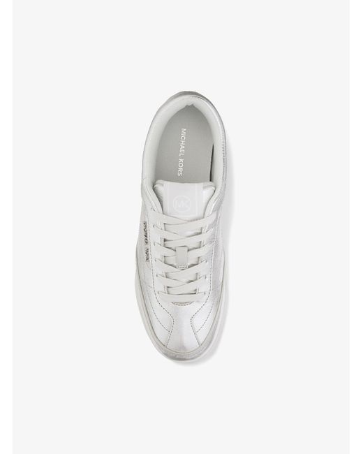MICHAEL Michael Kors White Mk Nolan Metallic Leather Trainers