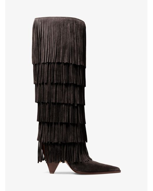 MICHAEL Michael Kors Brown Mk Jayla Fringed Suede Tall Boot