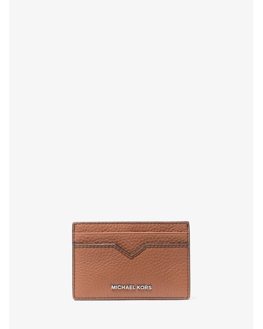 Michael Kors White Mk Hudson Pebbled Leather Card Case for men