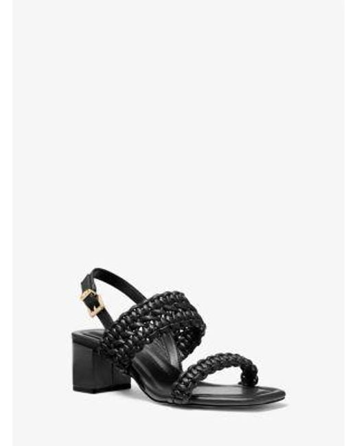 MICHAEL Michael Kors White Audrina Woven Block Heel Sandal